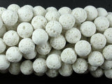 White Lava Beads, 10mm Round Beads-Gems: Round & Faceted-BeadBeyond