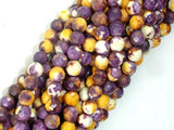 Rain Flower Stone, Purple, Yellow, 6mm Faceted Round Beads-Gems: Round & Faceted-BeadBeyond