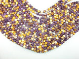 Rain Flower Stone, Purple, Yellow, 6mm Faceted Round Beads-Gems: Round & Faceted-BeadBeyond