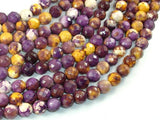 Rain Flower Stone, Purple, Yellow, 8mm Faceted Round Beads-Gems: Round & Faceted-BeadBeyond