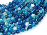 Banded Agate Beads, Striped Agate, Blue, 8mm Faceted Round Beads-Gems: Round & Faceted-BeadBeyond