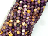 Rain Flower Stone, Purple, Yellow, 4mm Round Beads-Gems: Round & Faceted-BeadBeyond