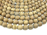 Druzy Agate Beads, Geode Beads, Matte Dark Golden Brown, 14mm-Agate: Round & Faceted-BeadBeyond
