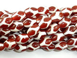 Tibetan Agate Beads, Red, Rice, 10mm x 14mm-Gems:Assorted Shape-BeadBeyond
