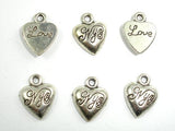 Heart Charms-Love, Zinc Alloy, Antique Silver Tone 20pcs-Metal Findings & Charms-BeadBeyond