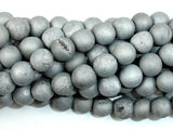 Druzy Agate Beads, Silver Gray Geode Beads, 8mm Round Beads-Agate: Round & Faceted-BeadBeyond