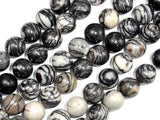 Black Line Jasper, Silk Stone, Spider Web Jasper, 12mm Round Beads-Gems: Round & Faceted-BeadBeyond